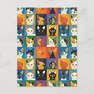 Pop Art Cat Collage Art Postcard