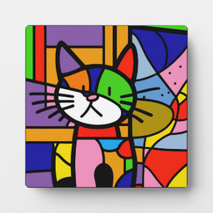 Pop Art Cat Design Vibrant and Coulourful Plaque