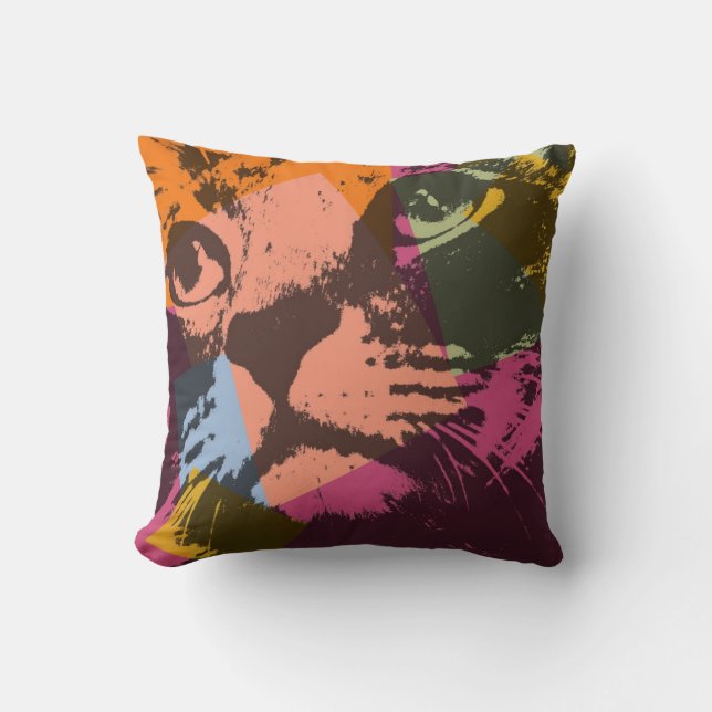 Pop Art Cat Face Cushion (Front)