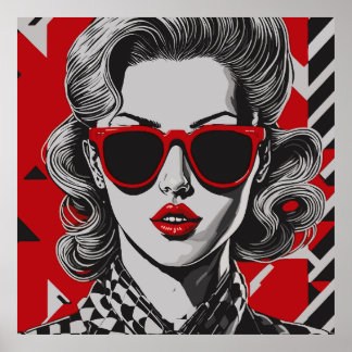 Pop art chic portrait of a woman poster
