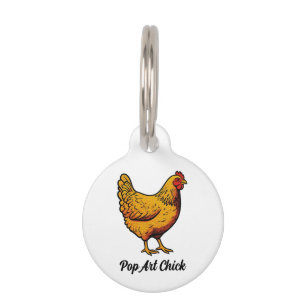 Pop Art Chick, modern retro design Pet Tag