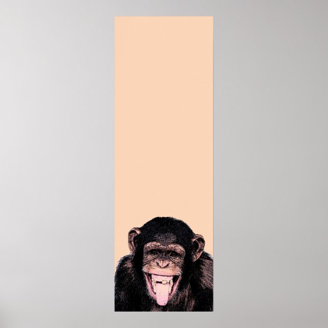 Pop Art Chimpanzee Sticking Tongue Out Poster (Front)