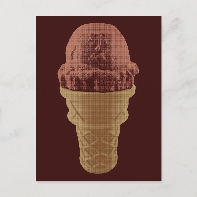 Pop Art Chocolate Ice Cream Cone Postcard (Front)