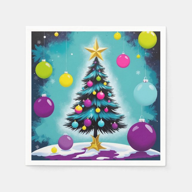 Pop Art Christmas Candy like Coloured Ornaments Napkin (Front)