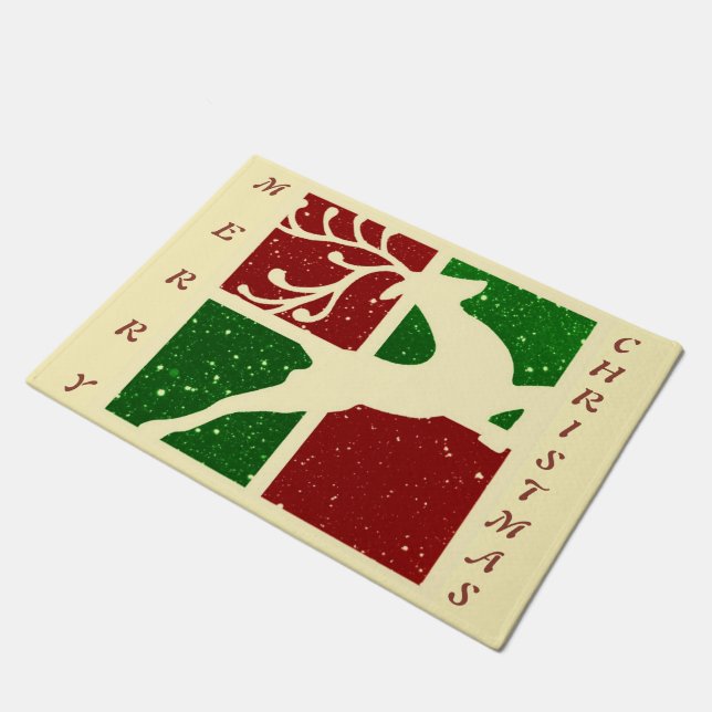 Pop art Christmas deer Doormat (Angled)