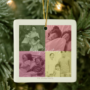Pop Art Christmas photo collage Holiday Ceramic Ornament