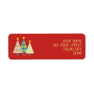 Pop Art Christmas Tree Red Return Address