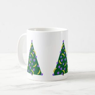 Pop Art Christmas Tree with Apples and Bananas Coffee Mug