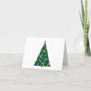 Pop Art Christmas Tree with Apples and Bananas Holiday Card