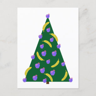 Pop Art Christmas Tree with Apples and Bananas  Postcard