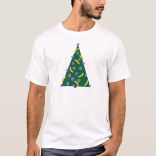 Pop Art Christmas Tree with Apples and Bananas T T-Shirt
