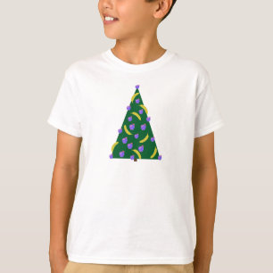 Pop Art Christmas Tree with Apples and Bananas T T-Shirt