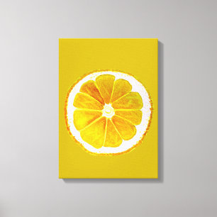 Pop art citrus lemon yellow original canvas print
