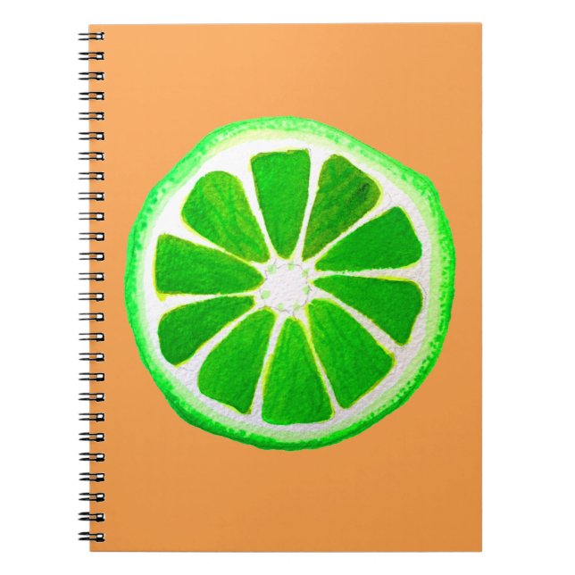 Pop art citrus lime fruit original watercolour notebook (Front)