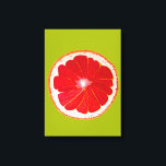 Pop art citrus pink grapefruit original canvas print<br><div class="desc">A cute and colourful vibrant pink grapefruit slice from an original painting by artist Sacha Grossel. This large pop art style citrus fruit is pink and very bright and colourful against a customisable lime green coloured background. Quirky and original.</div>