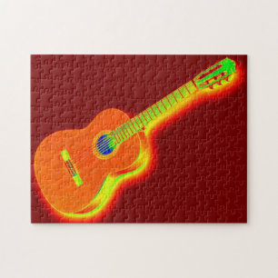Pop Art Classical Guitar Painting Illustration Jigsaw Puzzle