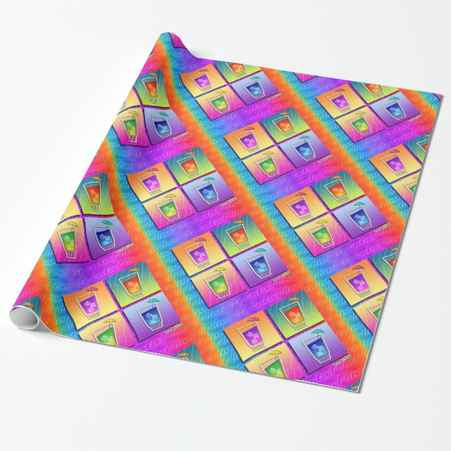 Pop Art COCKTAILS WRAPPING PAPER (Unrolled)