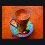 Pop Art Coffee Cup Poster Print<br><div class="desc">Great looking Pop Art Poster Print of a cup of coffee.  Very colourful print and would look great in a kitchen,  breakfast nook,  coffee house business or office.</div>