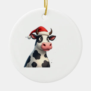 Pop Art Colorful Cow Christmas T-Shirt (1) Ceramic Tree Decoration