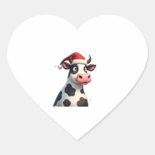 Pop Art Colorful Cow Christmas T-Shirt (1) Heart Sticker