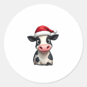 Pop Art Colorful Cow Christmas T-Shirt (3) Classic Round Sticker