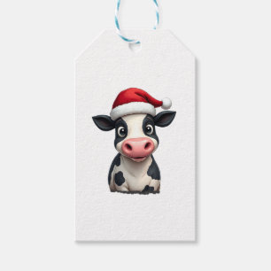Pop Art Colorful Cow Christmas T-Shirt (3) Gift Tags