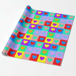 Pop Art Colorful Heart Pattern Wrapping Paper