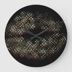 Pop Art Colorful Lips Large Clock