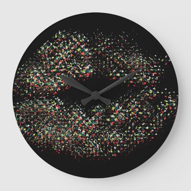 Pop Art Colorful Lips Large Clock (Front)