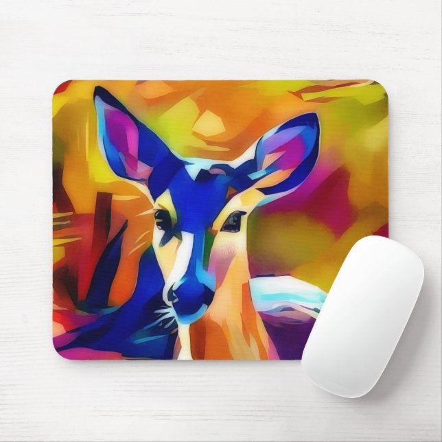 Pop Art Colourful and Sweet Deer Mousepad (With Mouse)