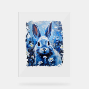 Pop Art Colourful Bunny Rabbit Blue  Acrylic Sign