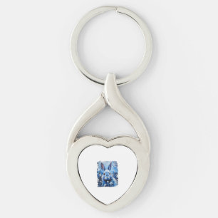 Pop Art Colourful Bunny Rabbit Blue  Key Ring