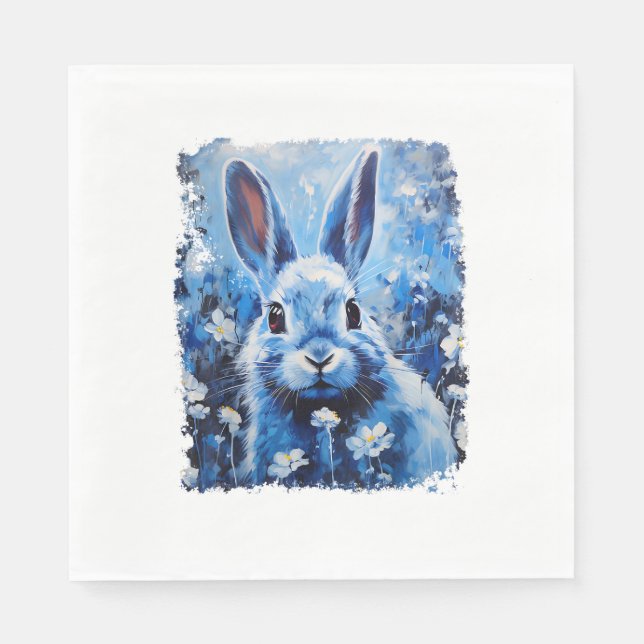 Pop Art Colourful Bunny Rabbit Blue  Napkin (Front)
