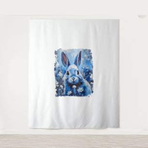 Pop Art Colourful Bunny Rabbit Blue Tapestry