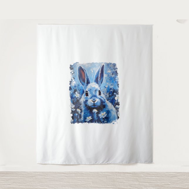 Pop Art Colourful Bunny Rabbit Blue  Tapestry (Front)
