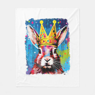 Pop Art Colourful Bunny Rabbit King Queen Fleece Blanket