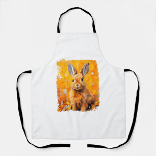 Pop Art Colourful Bunny Rabbit Orange Apron
