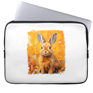 Pop Art Colourful Bunny Rabbit Orange Laptop Sleeve