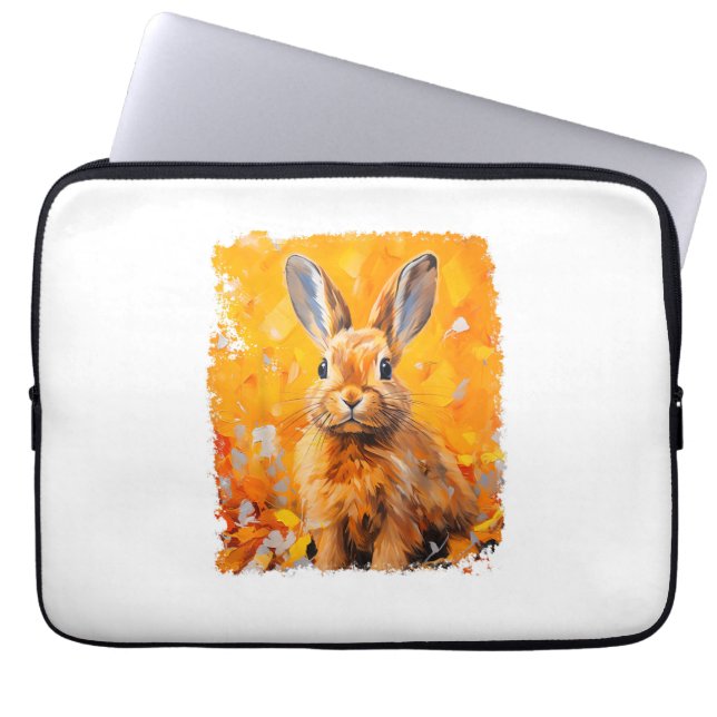 Pop Art Colourful Bunny Rabbit Orange  Laptop Sleeve (Front)