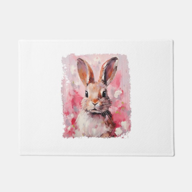 Pop Art Colourful Bunny Rabbit Pink  Doormat (Front)