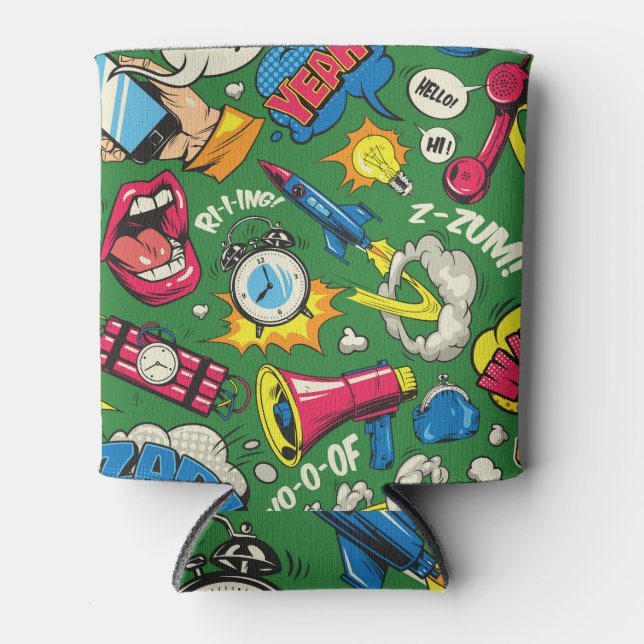 Pop Art: Colourful Comic Seamless Can Cooler (Front)