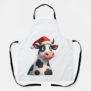Pop Art Colourful Cow Christmas T-Shirt (1) Apron