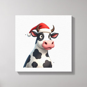 Pop Art Colourful Cow Christmas T-Shirt (1) Canvas Print