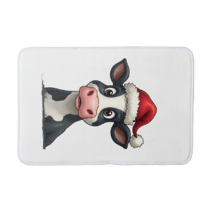 Pop Art Colourful Cow Christmas T-Shirt (2) Bath Mat