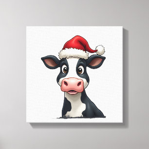 Pop Art Colourful Cow Christmas T-Shirt (2) Canvas Print