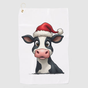 Pop Art Colourful Cow Christmas T-Shirt (2) Golf Towel