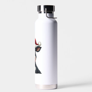 Pop Art Colourful Cow Christmas T-Shirt (2) Water Bottle