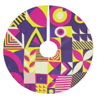 Pop art, colourful geometric shapes. brushed polyester tree skirt