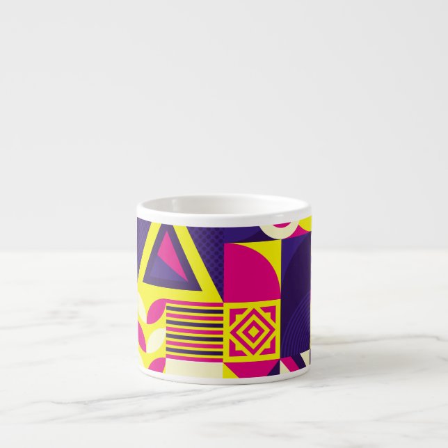 Pop art, colourful geometric shapes. espresso cup (Front)