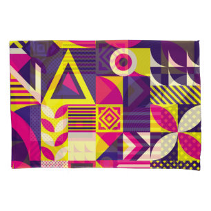 Pop art, colourful geometric shapes. pillowcase